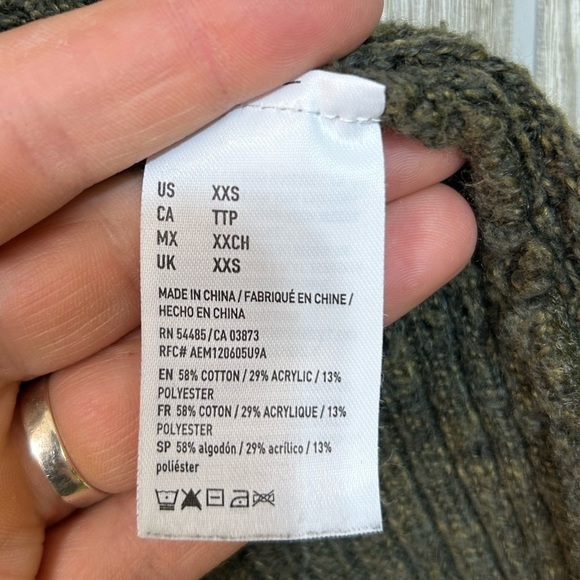 American Eagle Outfitters Green Waffle Knit Oversized Cardigan XXS - Picture 8 of 11